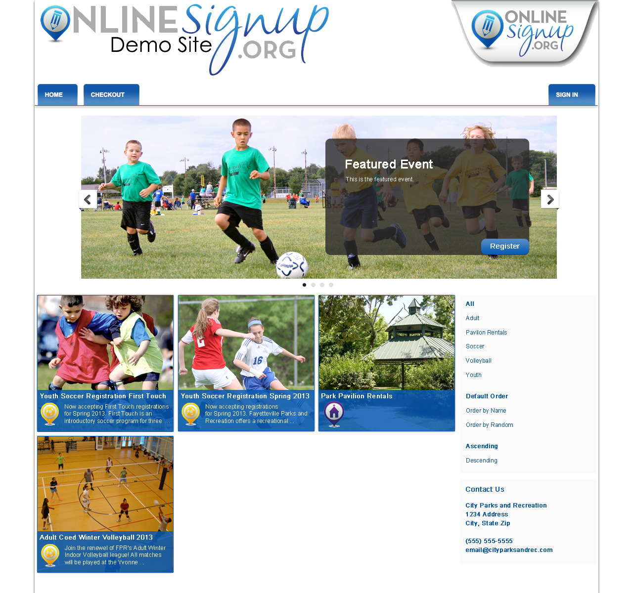 Screen capture of Online Signup in 2016